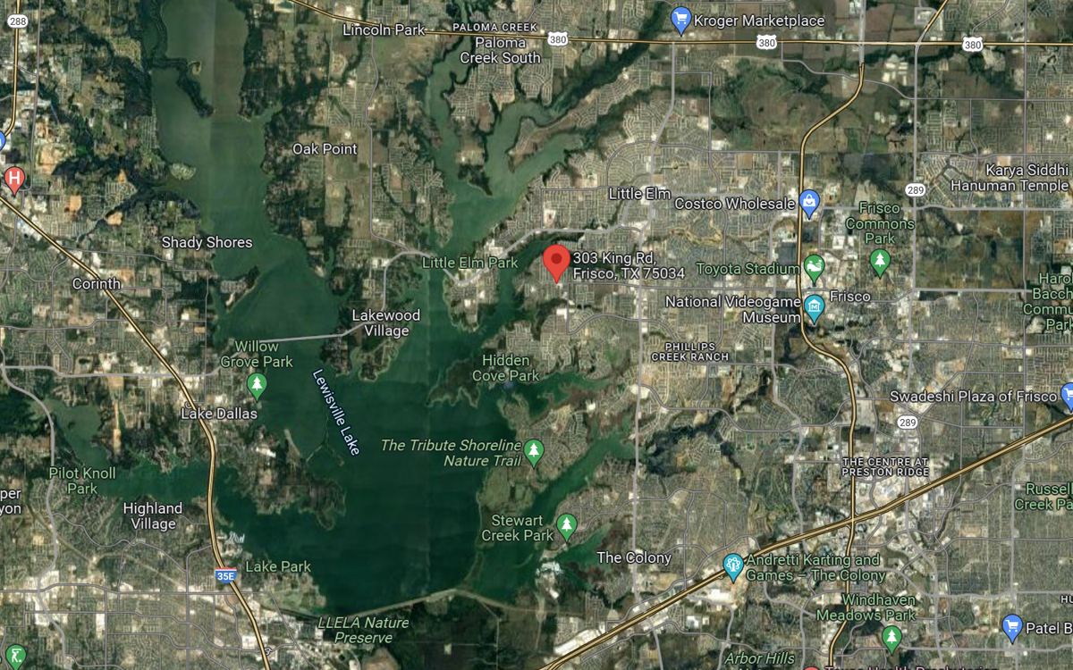 Map of the area around 303 King Road, Hackberry TX